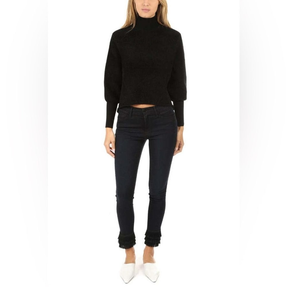 Frame Le High Skinny Jeans Black Fringe Bottom High Rise USA 6/28